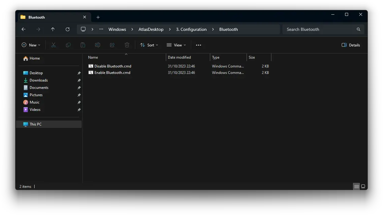 The Atlas 'Bluetooth' configuration folder